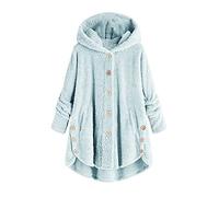 Abrigos Mujer Invierno Rebajas Talla Grande Chaqueta Sudadera Abrigo con Capucha Talla Grande Caliente Cárdigan Jersey Felpa con Botón Invierno Deportivo Abrigo Acolchado Tops Mujer Felpa Ropa