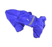 Abrigos para clima frío para perro, chubasqueros ligeros rompevientos con capucha para perros francés, inglés, pug al aire libre, azul, talla L (azul, L)
