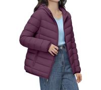 Abrigos para mujer, ligeros, acolchados, con capucha, ropa de abrigo corta | Chaquetas de invierno para mujer, informales, ligeras, de plumón sólido, acolchadas, con bolsa de almacenamiento