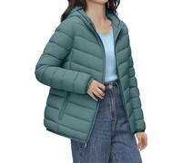 Abrigos para mujer, ligeros, acolchados, con capucha, ropa de abrigo corta | Chaquetas de invierno para mujer, informales, ligeras, de plumón sólido, acolchadas, con bolsa de almacenamiento