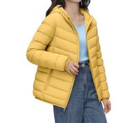 Abrigos para mujer, ligeros, acolchados, con capucha, ropa de abrigo corta | Chaquetas de invierno para mujer, informales, ligeras, de plumón sólido, acolchadas, con bolsa de almacenamiento