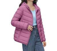 Abrigos para mujer, ligeros, acolchados, con capucha, ropa de abrigo corta | Chaquetas de invierno para mujer, informales, ligeras, de plumón sólido, acolchadas, con bolsa de almacenamiento
