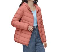 Abrigos para mujer, ligeros, acolchados, con capucha, ropa de abrigo corta | Chaquetas de invierno para mujer, informales, ligeras, de plumón sólido, acolchadas, con bolsa de almacenamiento