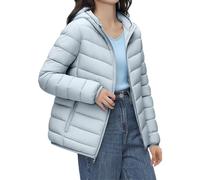 Abrigos para mujer, ligeros, acolchados, con capucha, ropa de abrigo corta | Chaquetas de invierno para mujer, informales, ligeras, de plumón sólido, acolchadas, con bolsa de almacenamiento