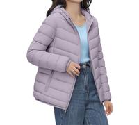 Abrigos para mujer, ligeros, acolchados, con capucha, ropa de abrigo corta | Chaquetas de invierno para mujer, informales, ligeras, de plumón sólido, acolchadas, con bolsa de almacenamiento