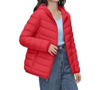 Abrigos para mujer, ligeros, acolchados, con capucha, ropa de abrigo corta | Chaquetas de invierno para mujer, informales, ligeras, de plumón sólido, acolchadas, con bolsa de almacenamiento