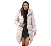 Abrigos térmicos acolchados para mujer, chaquetas acolchadas con cremallera, abrigo acolchado largo con capucha, chaqueta de plumón de manga larga para mujer, simple, impermeable, cálida, sudaderas de