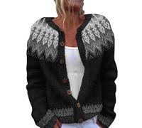 Abrigos tipo cárdigan para mujer, estilo casual, ajuste holgado, estampado floral de felpa, cómodo, de punto 2025, para otoño e invierno, cárdigan para mujer, manga larga, con botones, chaquetas