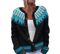 Abrigos tipo cárdigan para mujer, estilo casual, ajuste holgado, estampado floral de felpa, cómodo, de punto 2025, para otoño e invierno, cárdigan para mujer, manga larga, con botones, chaquetas