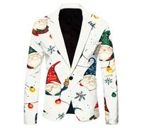 Abrigos y chaquetas deportivas para hombre, con solapa de un botón, ajuste delgado, para Navidad, casual, para fiesta, Navidad, copo de nieve, Papá Noel, traje ligero, rosso, M