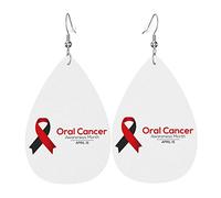 Abril es el mes de concientización sobre el cáncer oral, pendientes para mujeres y niñas, joyería ligera de cuero, pendientes colgantes en forma de lágrima