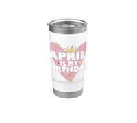 Abril es mi cumpleaños Sí Todo el mes nacido en abril Vaso térmico de acero inoxidable de doble pared