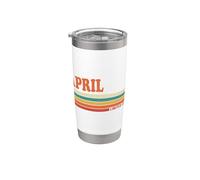 ABRIL Retro Personalizado Nombre Vintage Rayas Vaso térmico de acero inoxidable de doble pared