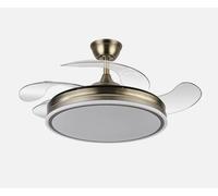 Abrila 142591414 - Ventilador de Techo BAYOMO 4 Aspas con Luz 6 Velocidades 59W ∅107Cm Cuero