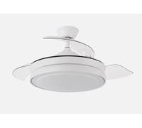 FABRILAMP ESPARTA MINI - Ventilador de Techo Retráctil | Motor DC Silencioso | Luz LED Integrada | 3 Tonalidades de Luz | 6 Velocidades | Mando a Distancia | Blanco, Metal