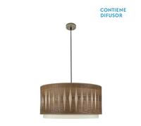 Abrila Alexandra Cuero/Madera Oscura - Colgante Moderno 2Xe27 50 Cm