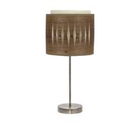 Abrila Alexandra Cuero/Madera Oscura - Lámpara Sobremesa Moderno 1Xe14 17 Cm