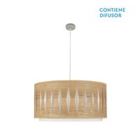 Abrila Alexandra Níquel/Madera Clara - Colgante Moderno 3Xe27 60 Cm