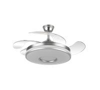 ABRILA ALTA GAMA Ventilador Dc Dani 59w 6980lm NIQUEL 4 Aspas desp.107d 3000-4000-6000k Control Remoto, Regulables intensidad, Memoria Y Temporizador Control de aire verano o invierno Incluye mando y