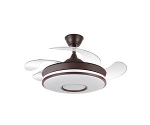 ABRILA ALTA GAMA Ventilador Dc Dani MINI 59w 6980lm MARRON 4aspas 6velocidades 91d 3000-4000-6000k Remot+regulables en intensidad+memori+temporizador Aire verano o invierno Incluye mando y dos tijas