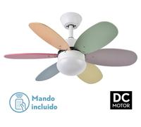 Ventilador LED DC con 6 aspas reversibles, Multicolor, 20W/85cm