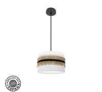 Abrila Angola Negro/Blanco/Yute - Colgante Moderno 1Xe27 30 Cm