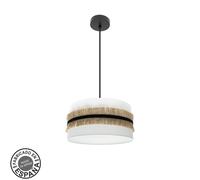 Abrila Angola Negro/Blanco/Yute - Colgante Moderno 1Xe27 40 Cm