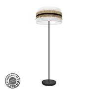 Abrila Angola Negro/Blanco/Yute - Lámpara Pie Salón Moderno 1Xe27 40 Cm