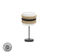 Abrila Angola Negro/Blanco/Yute - Lámpara Sobremesa Moderno 1Xe14 17 Cm