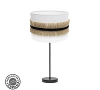 Abrila Angola Negro/Blanco/Yute - Lámpara Sobremesa Moderno 1Xe27 30 Cm