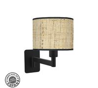 Abrila aplique de pared moda negro con pantalla cañizo