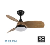 Abrila Atomo Negro/Madera Oscura - Ventilador De Techo Aspas Normales 24 W E