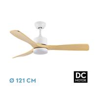 ABRILA - Ventilador DC AZABACHE | de Techo con tres Aspas en Color Blanco con Luz | con 6 Velocidades Ajustables | 3 Temperaturas de Luz Seleccionables | Mando a Distancia Incluido
