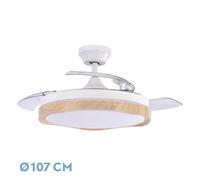 Abrila Blondi Blanco/Haya - Ventilador De Techo Aspas Retráctiles 72 W F