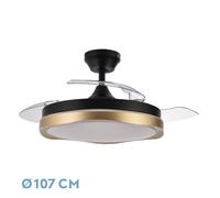 Abrila Blondi Negro / Oro - Ventilador De Techo Aspas Retráctiles 72 W F
