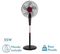 Ventilador de pie borlon negro/burdeos 3 vel.55w 5x2 aspas orientable+