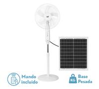 FABRILAMP Ventilador DC De Pie Solar Clima Blanco 30w 3vel 5asp Puerto Usb Y Luz C/remoto 43d Cable 4,20m