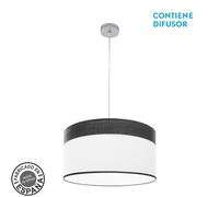 Abrila Cloe Cromo/Blanco-Madera Negra - Colgante Moderno 2Xe27 50 Cm