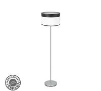 Abrila Cloe Cromo/Blanco-Madera Negra - Lámpara Pie Salón Moderno 1Xe27