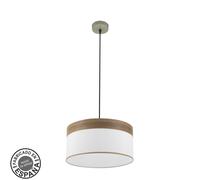 Abrila Cloe Cuero/Blanco-Madera Oscura - Colgante Moderno 1Xe27 40 Cm
