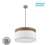 Abrila Cloe Cuero/Blanco-Madera Oscura - Colgante Moderno 2Xe27 50 Cm