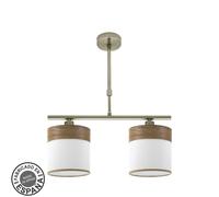 Abrila Cloe Cuero/Blanco-Madera Oscura - Lámpara Moderna 2Xe14