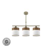 Abrila Cloe Cuero/Blanco-Madera Oscura - Lámpara Moderna 3Xe14