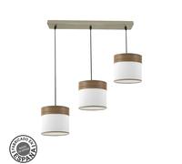 Abrila Cloe Cuero/Blanco-Madera Oscura - Lámpara Moderna 3Xe27