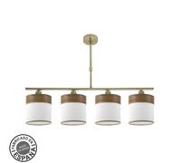 Abrila Cloe Cuero/Blanco-Madera Oscura - Lámpara Moderna 4Xe14