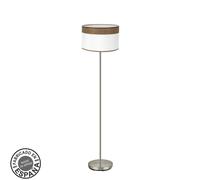 Abrila Cloe Cuero/Blanco-Madera Oscura - Lámpara Pie Salón Moderno 1Xe27