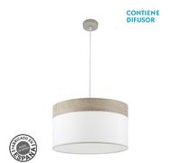 Abrila Cloe Níquel/Blanco-Madera Gris - Colgante Moderno 2Xe27 50 Cm