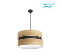 Abrila Colet Negro/Madera Clara - Colgante Moderno 2Xe27 50 Cm