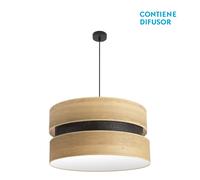Abrila Colet Negro/Madera Clara - Colgante Moderno 3Xe27 60 Cm
