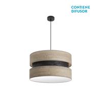 Abrila Colet Negro/Madera Gris - Colgante Moderno 2Xe27 50 Cm